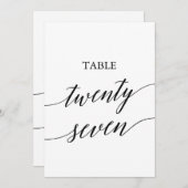 黒エレガント色5x7印刷可能テーブル番号27 招待状 (正面/裏面)