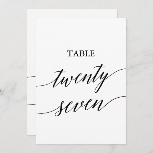 黒エレガント色5x7印刷可能テーブル番号27 招待状 (正面/裏面)