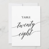 黒エレガント色5x7印刷可能テーブル番号28 招待状 (正面)