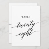 黒エレガント色5x7印刷可能テーブル番号28 招待状 (正面/裏面)
