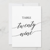 黒エレガント色5x7印刷可能テーブル番号29 招待状 (正面)