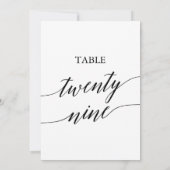 黒エレガント色5x7印刷可能テーブル番号29 招待状 (裏面)