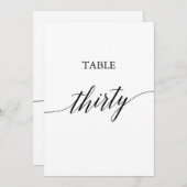 黒エレガント色5x7印刷可能テーブル番号30 招待状 (正面/裏面)