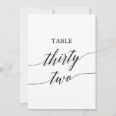 黒エレガント色5x7印刷可能テーブル番号32 招待状 (裏面)