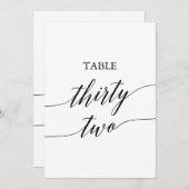 黒エレガント色5x7印刷可能テーブル番号32 招待状 (正面/裏面)