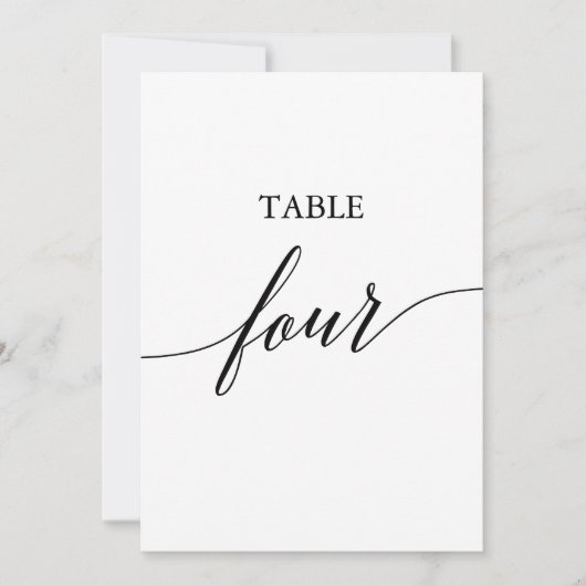 黒エレガント色5x7印刷可能テーブル番号4 招待状 (正面)