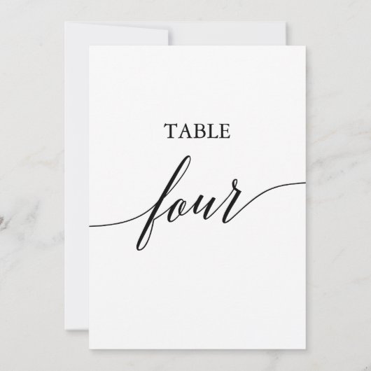 黒エレガント色5x7印刷可能テーブル番号4 招待状 (裏面)