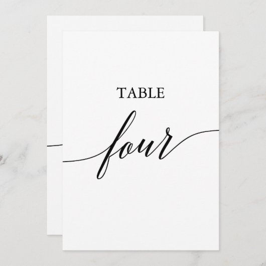 黒エレガント色5x7印刷可能テーブル番号4 招待状 (正面/裏面)