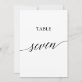黒エレガント色5x7印刷可能テーブル番号7 招待状 (裏面)