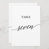 黒エレガント色5x7印刷可能テーブル番号7 招待状 (正面/裏面)
