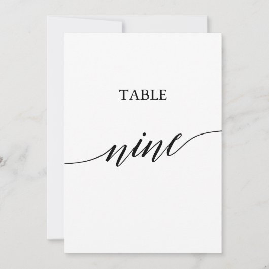 黒エレガント色5x7印刷可能テーブル番号9 招待状 (正面)