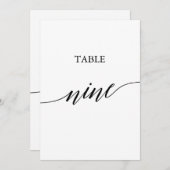 黒エレガント色5x7印刷可能テーブル番号9 招待状 (正面/裏面)