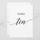 黒エレガント色5x7印刷可能テーブル10テーブル番号 招待状 (正面/裏面)