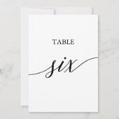 黒エレガント色5x7印刷可能テーブル6つのテーブル番号 招待状 (裏面)