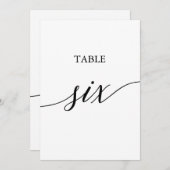 黒エレガント色5x7印刷可能テーブル6つのテーブル番号 招待状 (正面/裏面)