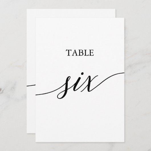黒エレガント色5x7印刷可能テーブル6つのテーブル番号 招待状 (正面/裏面)