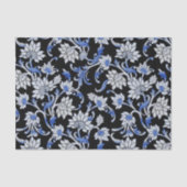 黒エレガント色、スモークブルー&ホワイトフローラつる植物 薄葉紙 (正面)