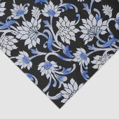 黒エレガント色、スモークブルー&ホワイトフローラつる植物 薄葉紙 (詳細)