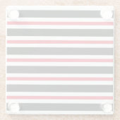 黒エレガント色、白と赤のストライプ ガラスコースター (裏面)