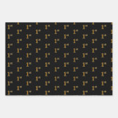 黒エレガント色、赤、青、フェイク金ゴールド第1イベント ラッピングペーパーシート (正面)