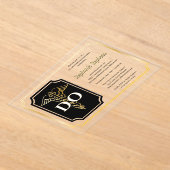 黒エレガント色 | 金ゴールドドクターDO卒業パーティー アクリル招待状 (レイダウン)