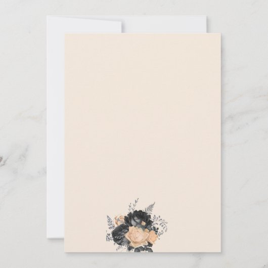 黒エレガント花クリーム保存日 セーブザデート (裏面)