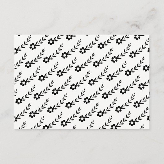 黒エレガント花タイポグラフィ結婚詳細 エンクロージャーカード (裏面)