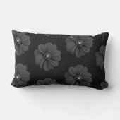 黒エレガント花柄の枕 – 暗モダン色 ランバークッション (裏面)