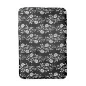 黒エレガント花柄ショート バスマット (正面縦)