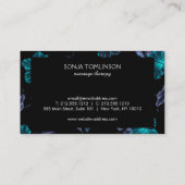 黒エレガント花柄名刺の氏名 名刺 (裏面)