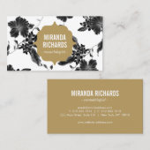 黒エレガント花柄美しいII 名刺 (正面/裏面)