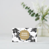 黒エレガント花柄美しいII 名刺 (スタンド正面)