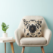 黒エレガント花柄 クッション (椅子)