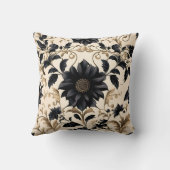 黒エレガント花柄 クッション (裏面)