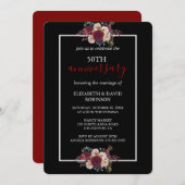 黒エレガント花50結婚周年 招待状 (正面/裏面)