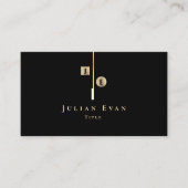 黒エレガント芸術的と金ゴールドモノグラム 名刺 (正面)