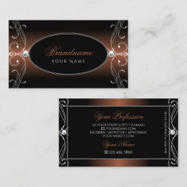 黒エレガント茶色の華美輝く宝石スタイリッシュ 名刺
