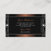 黒エレガント茶色の華美輝く宝石スタイリッシュ 名刺 (裏面)