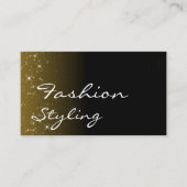 黒エレガント茶色グリッター星イニシャル 名刺 (正面)