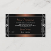 黒エレガント茶色スパークル華美ジュエリーモノグラム 名刺 (裏面)