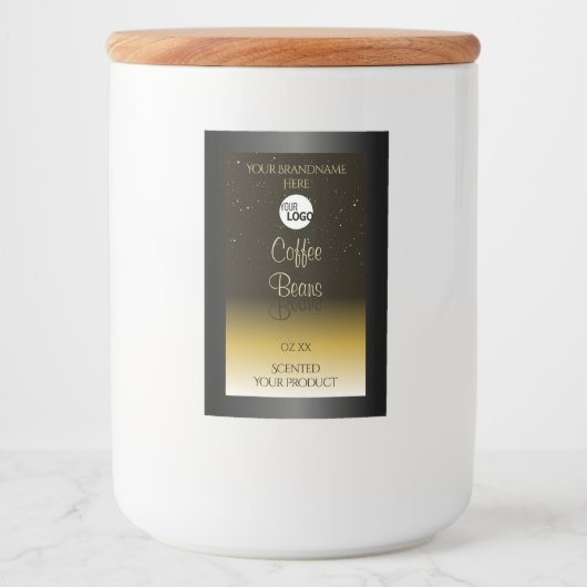 黒エレガント茶色ベージュ製グラデーション品ラベルロゴ フードラベル (正面)