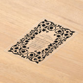 黒エレガント華美フローラ結婚フレーム アクリル招待状 (レイダウン)