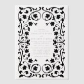 黒エレガント華美フローラ結婚フレーム ベラム紙招待状 (正面)
