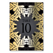 黒エレガント華美上の上品な金ゴールドのリーフィフレーム テーブルナンバー (正面)