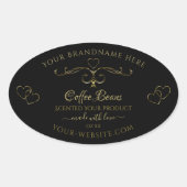 黒エレガント華美製品ラベルの金ゴールドハート 楕円形シール (正面)