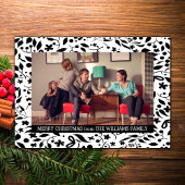 黒エレガント葉ホリデーフォトフラット シーズンカード