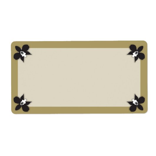 黒エレガント蘭の大きなギフトラベル ラベル (正面)