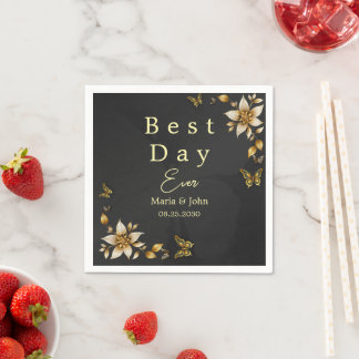 黒エレガント蝶結婚のナプキン スタンダードカクテルナプキン