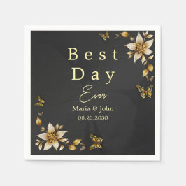 黒エレガント蝶結婚のナプキン スタンダードカクテルナプキン