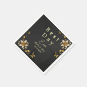黒エレガント蝶結婚のナプキン スタンダードカクテルナプキン (角)